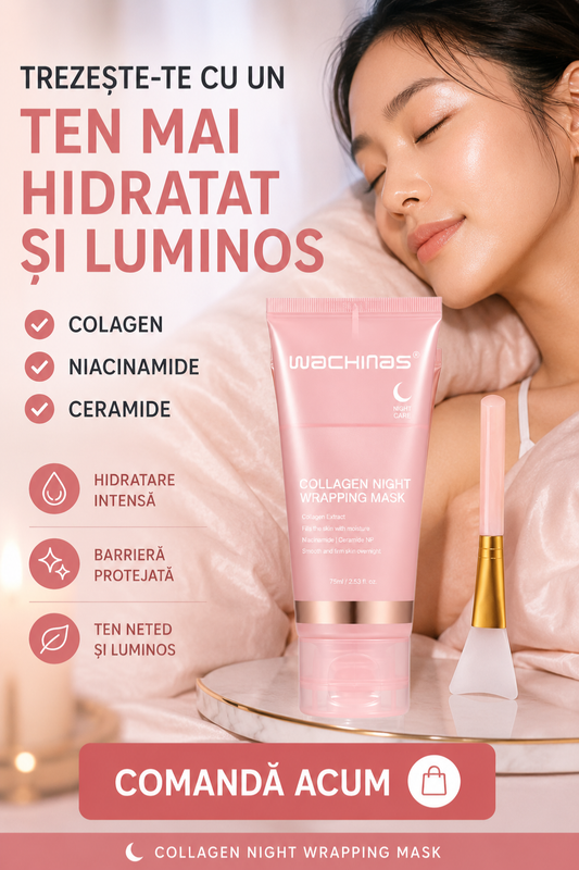 Mască Facială Coreeană Exfoliantă de Noapte cu Colagen