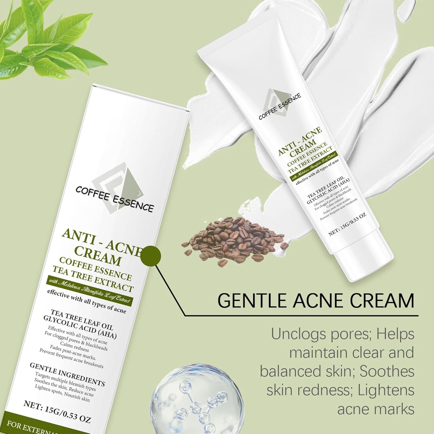 Cremă Profesională Anti-Acnee cu Extract de Arbore de Ceai și Acid Glicolic